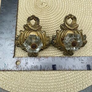 Vintage Gold and Clear Glass Drawer Pulls